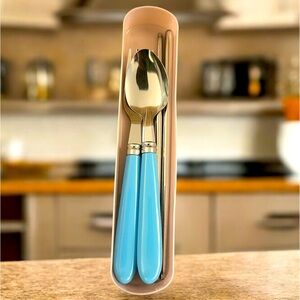 NWT Hip Reusable Cutlery in Travel Case! Eco Made fork knife spoon wheat straw